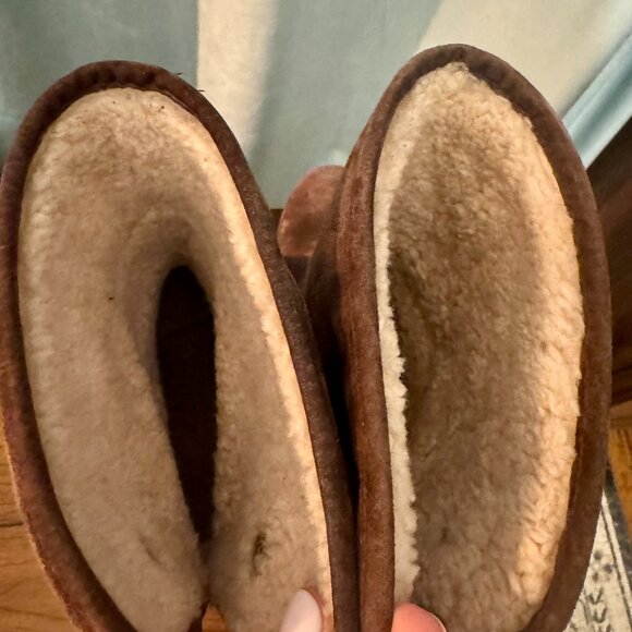 🤎 UGG Lynnea Ankle Boots – Brown Suede Shearling Stud Wood Clog | Women’s 8 🤎 - Picture 6 of 11